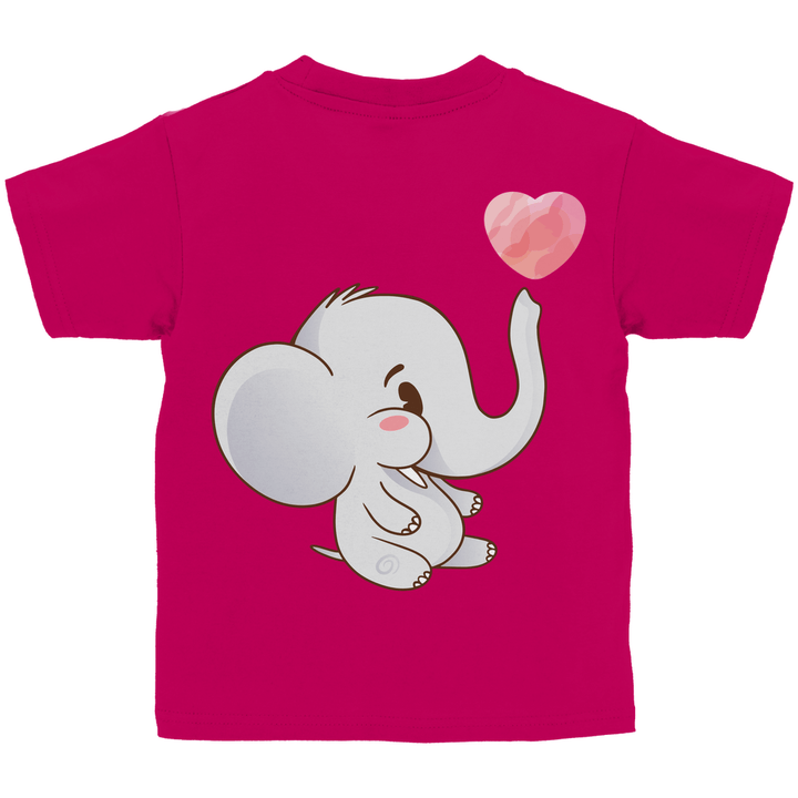 Elefant mit Herz Kinder T - Shirt mit Rückendruck - Textilzauber