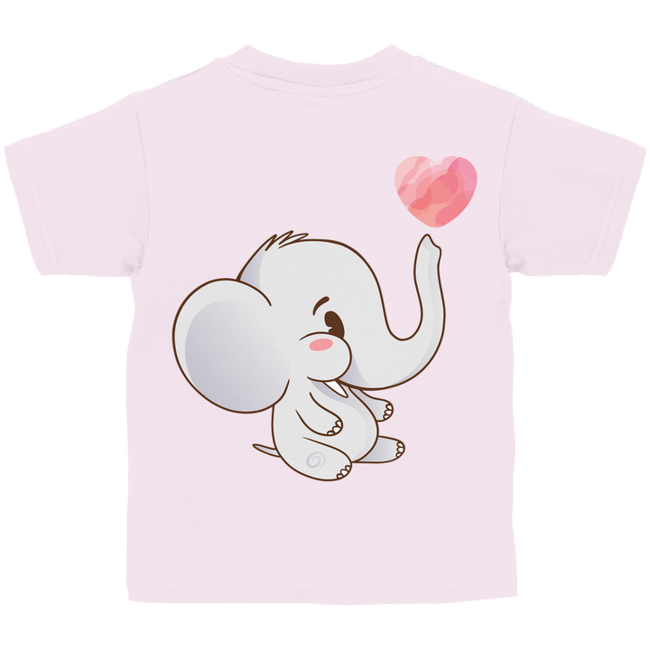 Elefant mit Herz Kinder T - Shirt mit Rückendruck - Textilzauber