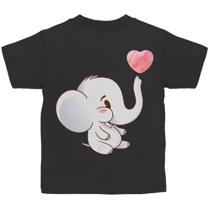 Elefant mit Herz Kinder T - Shirt mit Rückendruck - Textilzauber