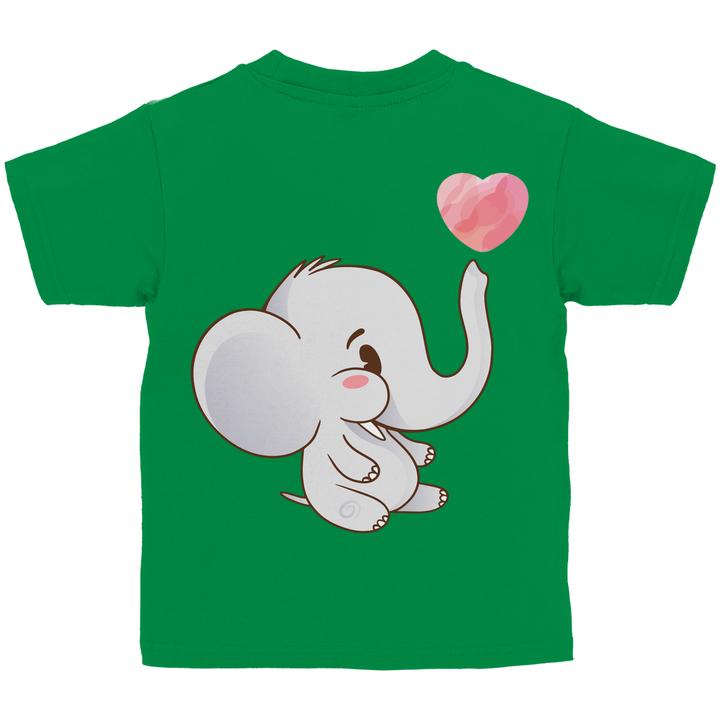 Elefant mit Herz Kinder T - Shirt mit Rückendruck - Textilzauber