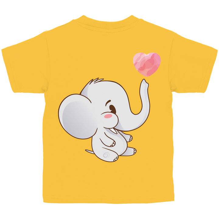 Elefant mit Herz Kinder T - Shirt mit Rückendruck - Textilzauber