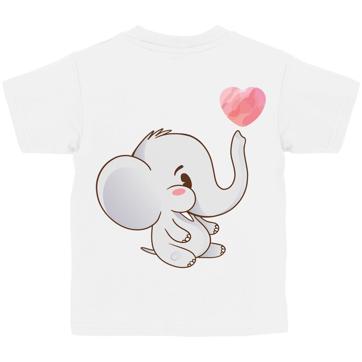 Elefant mit Herz Kinder T - Shirt mit Rückendruck - Textilzauber