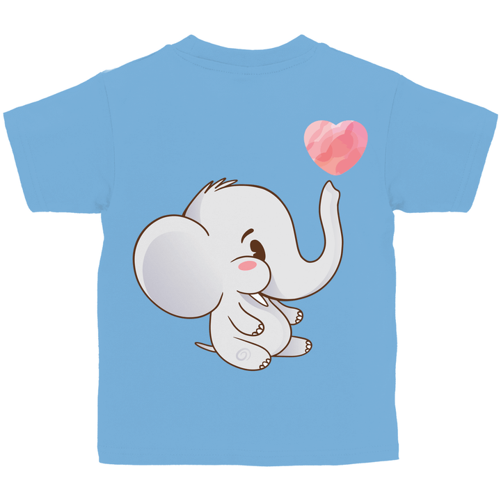 Elefant mit Herz Kinder T - Shirt mit Rückendruck - Textilzauber