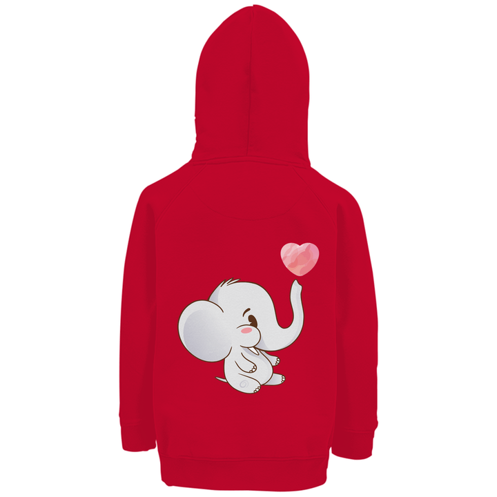 Elefant mit Herz Premium Bio Kinderhoodie mit Rückendruck - Textilzauber