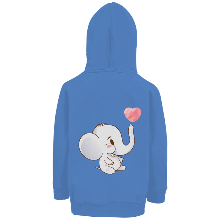 Elefant mit Herz Premium Bio Kinderhoodie mit Rückendruck - Textilzauber