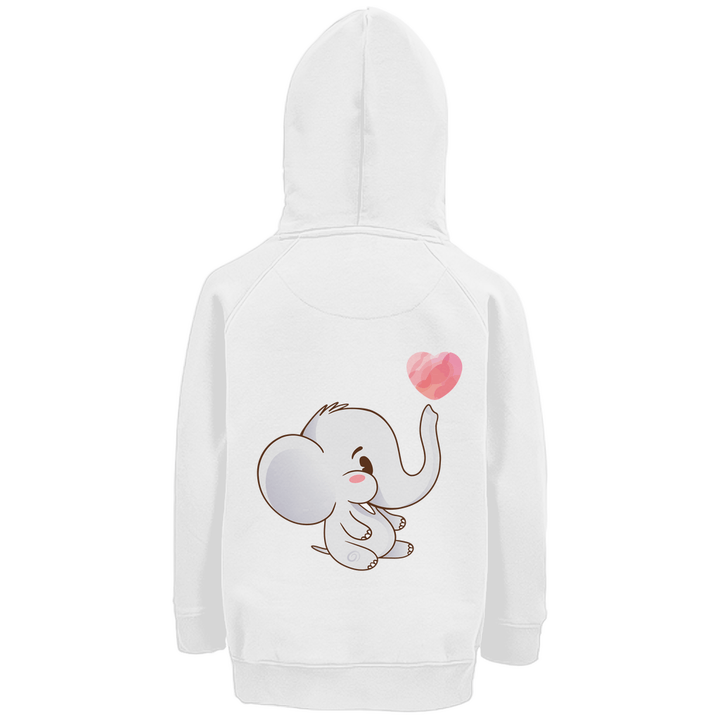 Elefant mit Herz Premium Bio Kinderhoodie mit Rückendruck - Textilzauber
