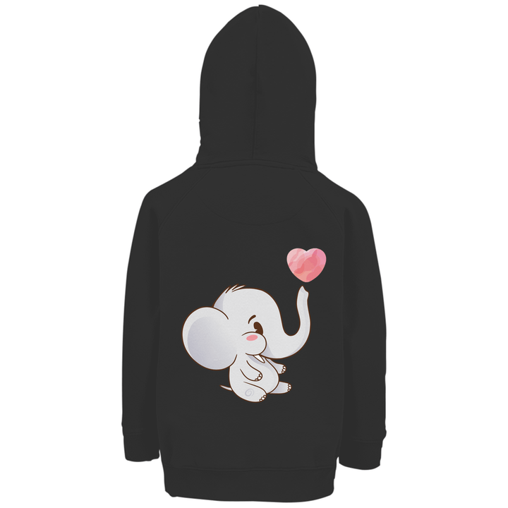 Elefant mit Herz Premium Bio Kinderhoodie mit Rückendruck - Textilzauber
