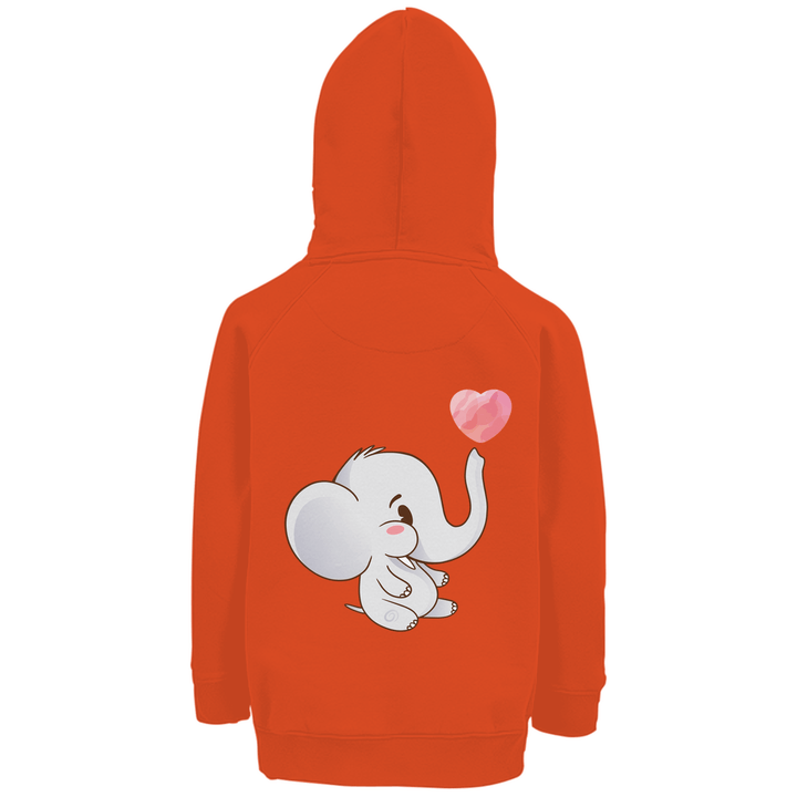 Elefant mit Herz Premium Bio Kinderhoodie mit Rückendruck - Textilzauber