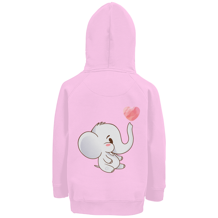 Elefant mit Herz Premium Bio Kinderhoodie mit Rückendruck - Textilzauber
