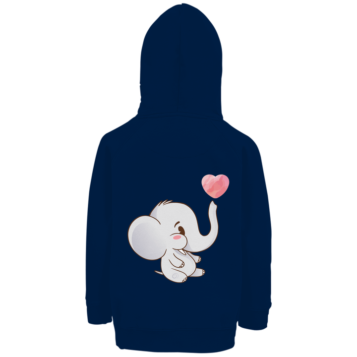 Elefant mit Herz Premium Bio Kinderhoodie mit Rückendruck - Textilzauber