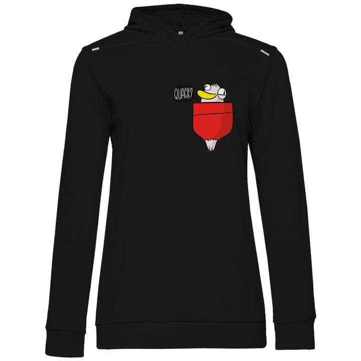Ente in Brusttasche "Quack?" - Damen Hoodie - Textilzauber