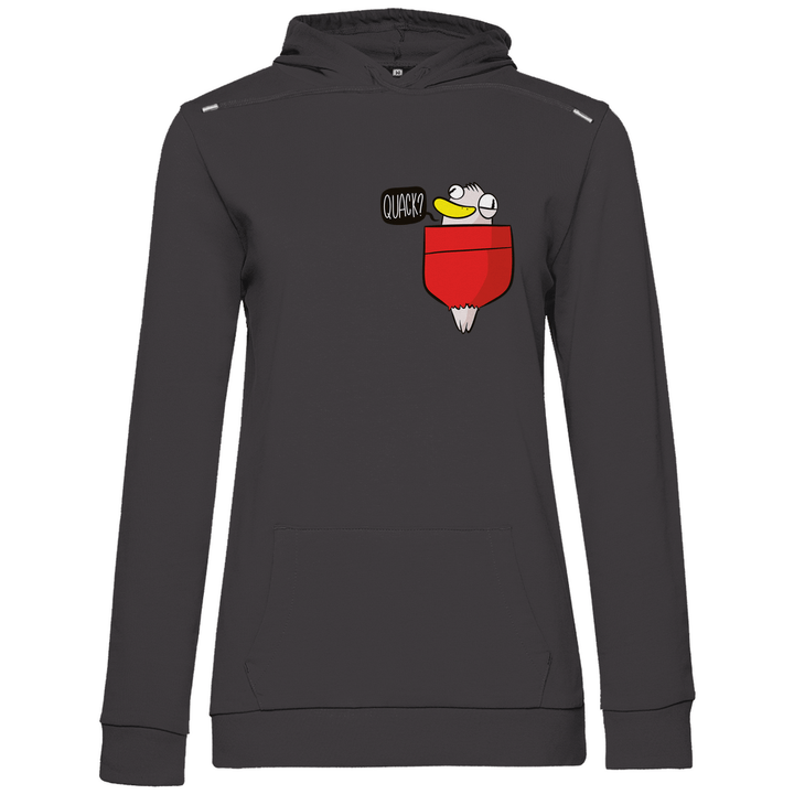 Ente in Brusttasche "Quack?" - Damen Hoodie - Textilzauber