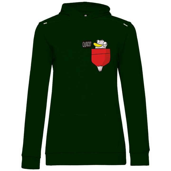 Ente in Brusttasche "Quack?" - Damen Hoodie - Textilzauber