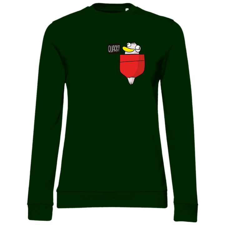 Ente in Brusttasche "Quack?" - Damen Sweatshirt - Textilzauber