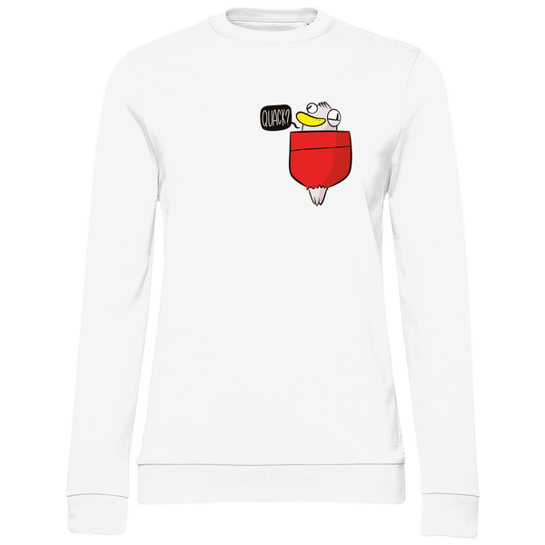 Ente in Brusttasche "Quack?" - Damen Sweatshirt - Textilzauber