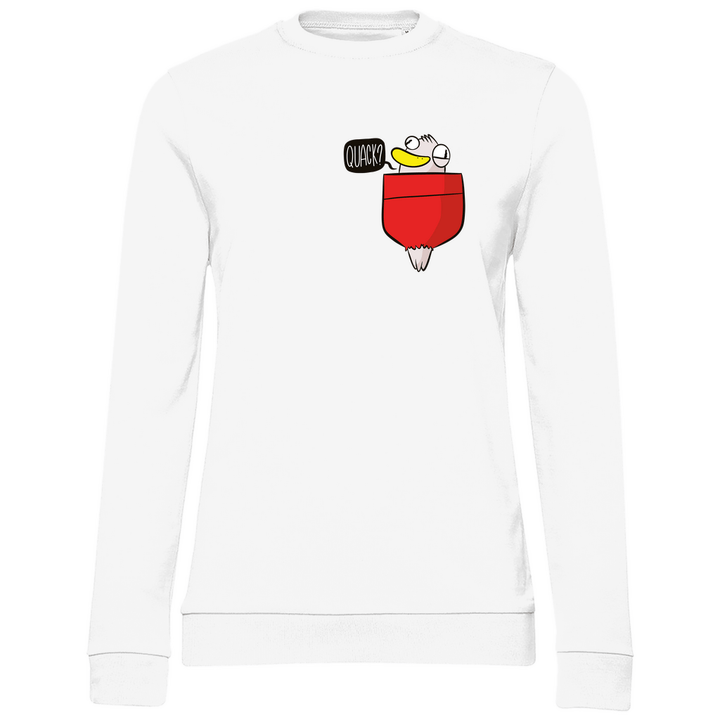 Ente in Brusttasche "Quack?" - Damen Sweatshirt - Textilzauber