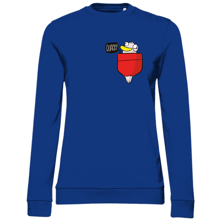 Ente in Brusttasche "Quack?" - Damen Sweatshirt - Textilzauber