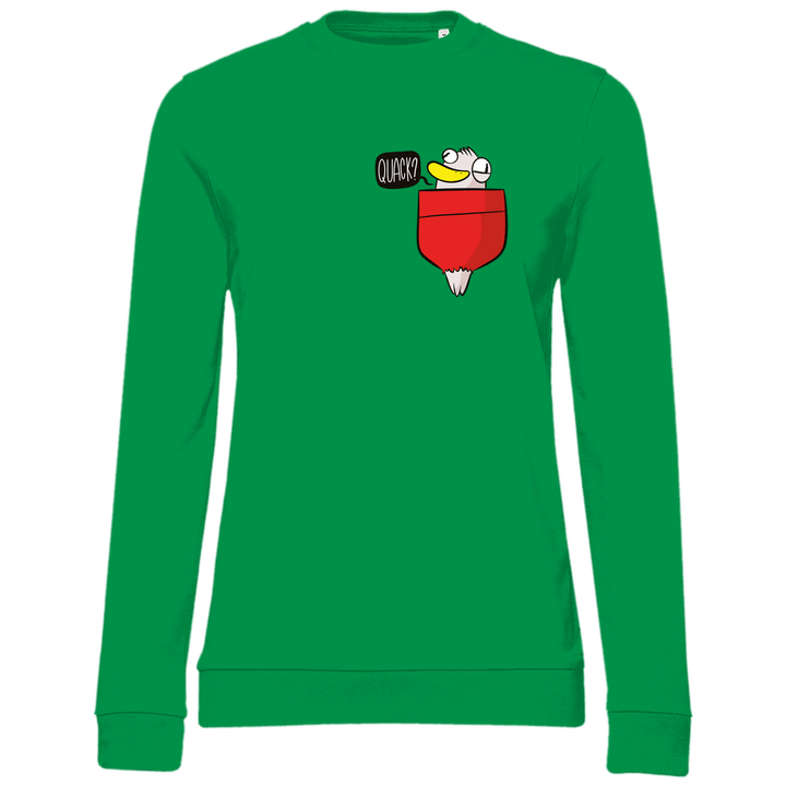 Ente in Brusttasche "Quack?" - Damen Sweatshirt - Textilzauber