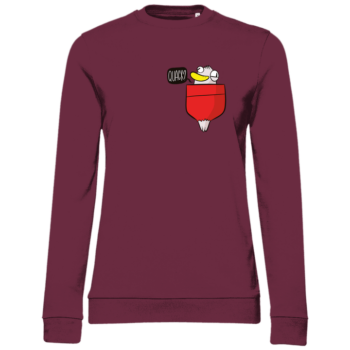 Ente in Brusttasche "Quack?" - Damen Sweatshirt - Textilzauber