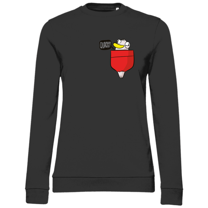 Ente in Brusttasche "Quack?" - Damen Sweatshirt - Textilzauber