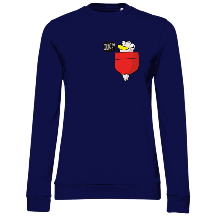Ente in Brusttasche "Quack?" - Damen Sweatshirt - Textilzauber