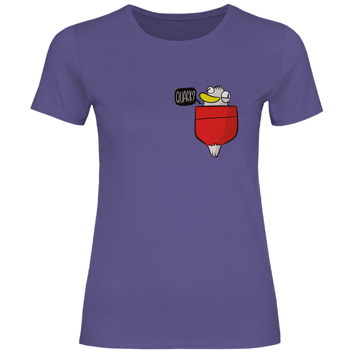 Ente in Brusttasche "Quack?" - Damen T - Shirt - Textilzauber