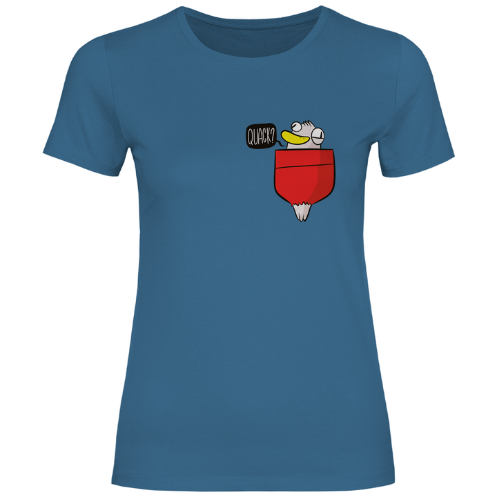 Ente in Brusttasche "Quack?" - Damen T - Shirt - Textilzauber