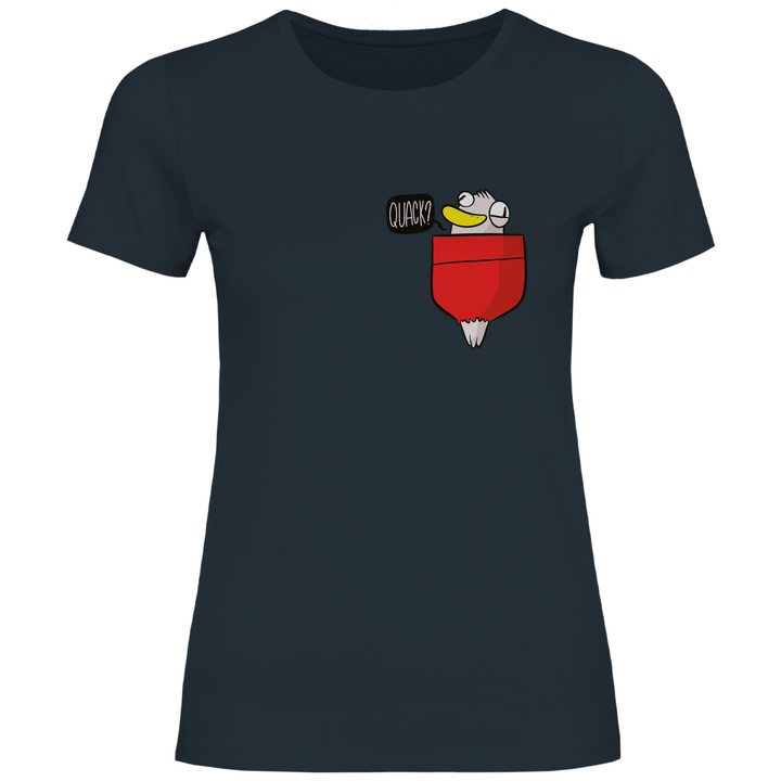 Ente in Brusttasche "Quack?" - Damen T - Shirt - Textilzauber