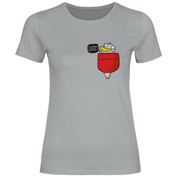 Ente in Brusttasche "Quack?" - Damen T - Shirt - Textilzauber