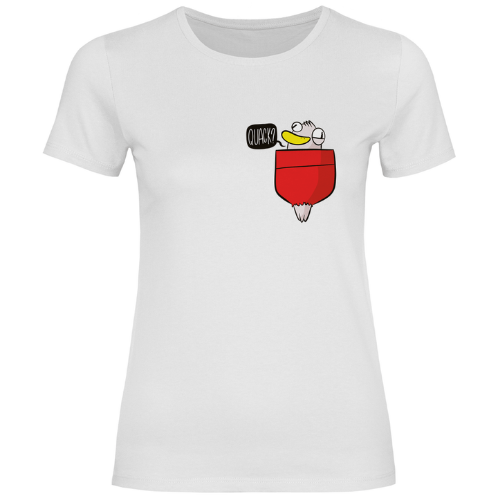 Ente in Brusttasche "Quack?" - Damen T - Shirt - Textilzauber