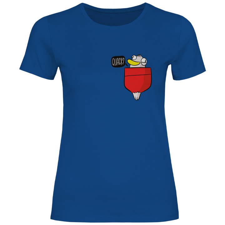 Ente in Brusttasche "Quack?" - Damen T - Shirt - Textilzauber