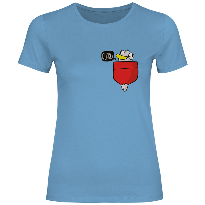 Ente in Brusttasche "Quack?" - Damen T - Shirt - Textilzauber