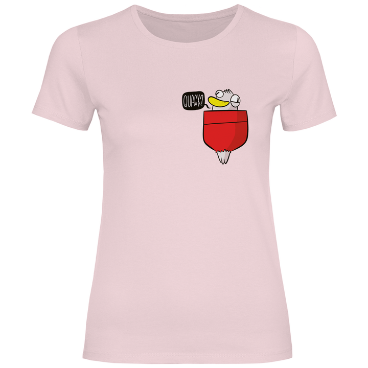 Ente in Brusttasche "Quack?" - Damen T - Shirt - Textilzauber