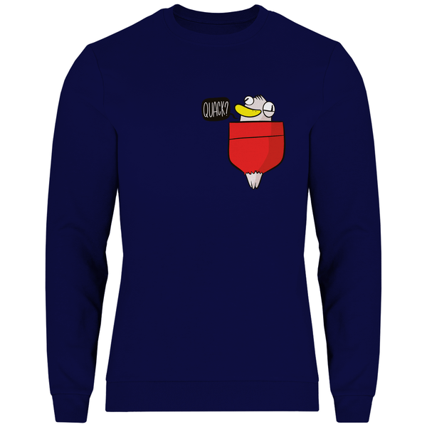 Ente in Brusttasche "Quack?" - Herren Sweatshirt - Textilzauber