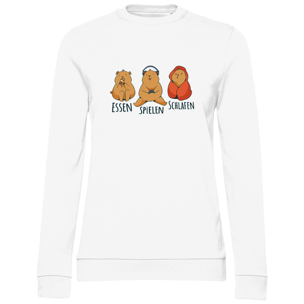 Essen, Spielen, Schlafen Bär - Damen Sweatshirt - Textilzauber