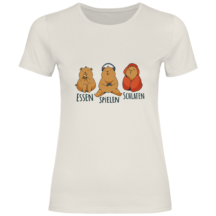Essen, Spielen, Schlafen Bär - Damen T - Shirt - Textilzauber