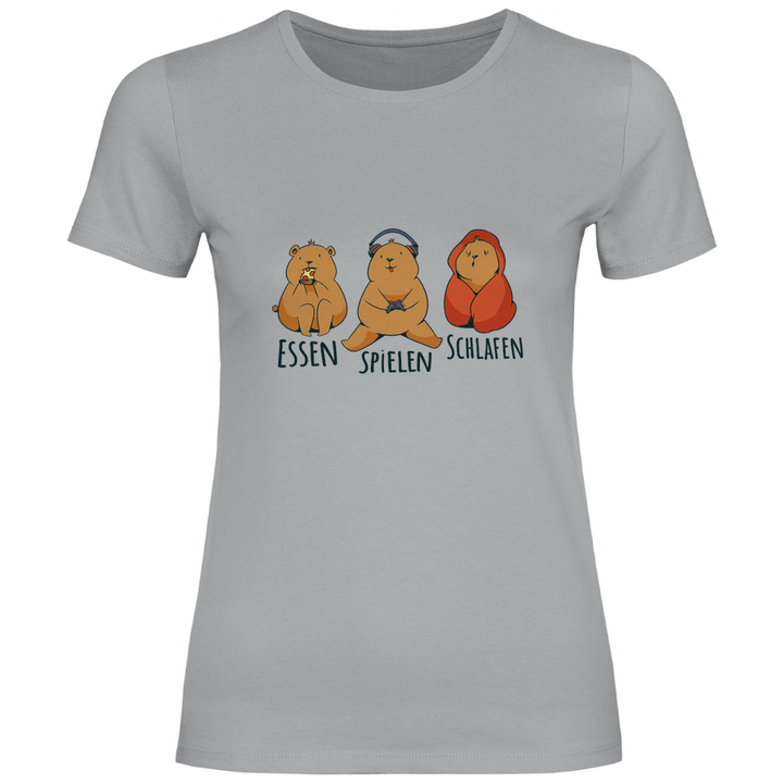 Essen, Spielen, Schlafen Bär - Damen T - Shirt - Textilzauber