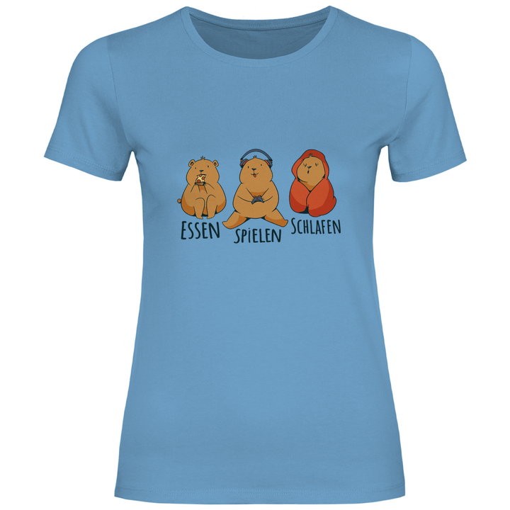 Essen, Spielen, Schlafen Bär - Damen T - Shirt - Textilzauber