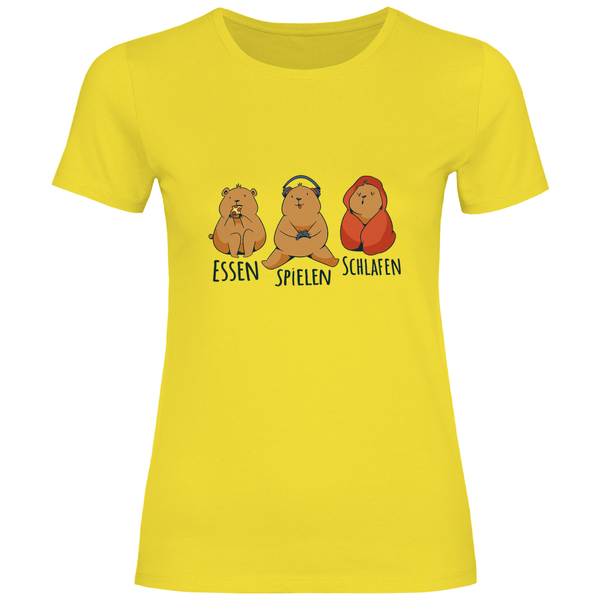Essen, Spielen, Schlafen Bär - Damen T - Shirt - Textilzauber