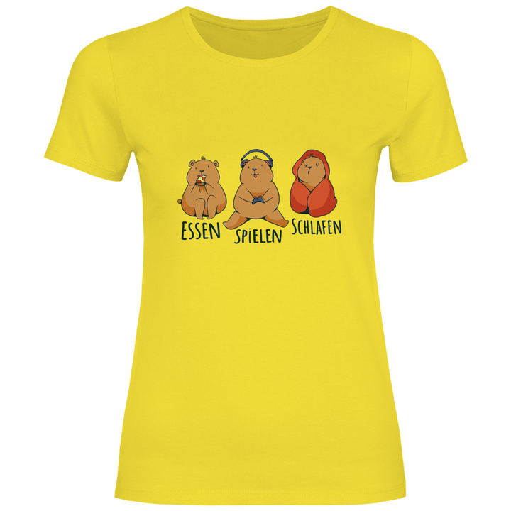 Essen, Spielen, Schlafen Bär - Damen T - Shirt - Textilzauber