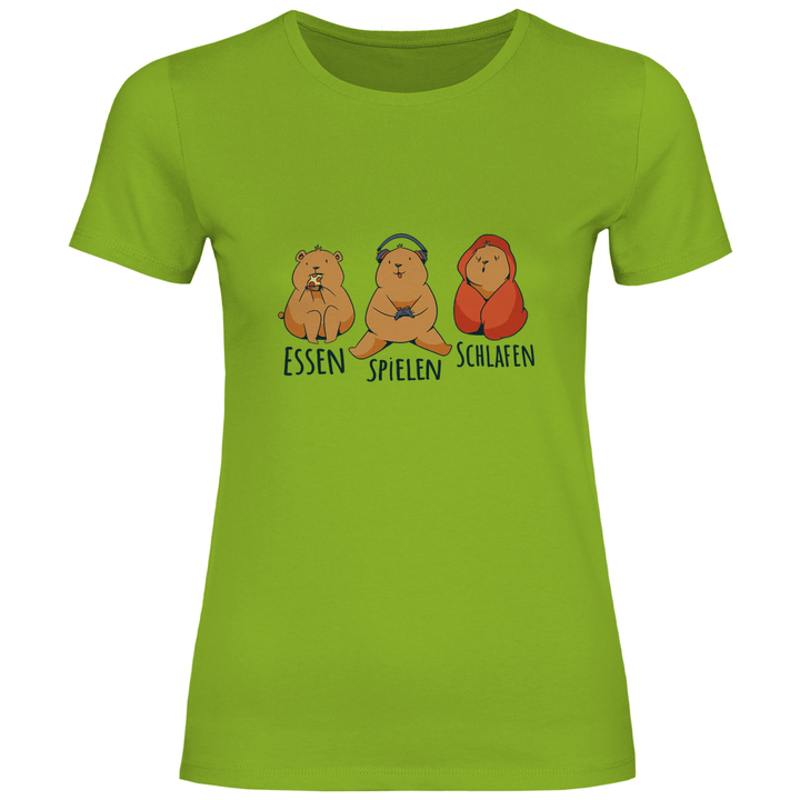 Essen, Spielen, Schlafen Bär - Damen T - Shirt - Textilzauber