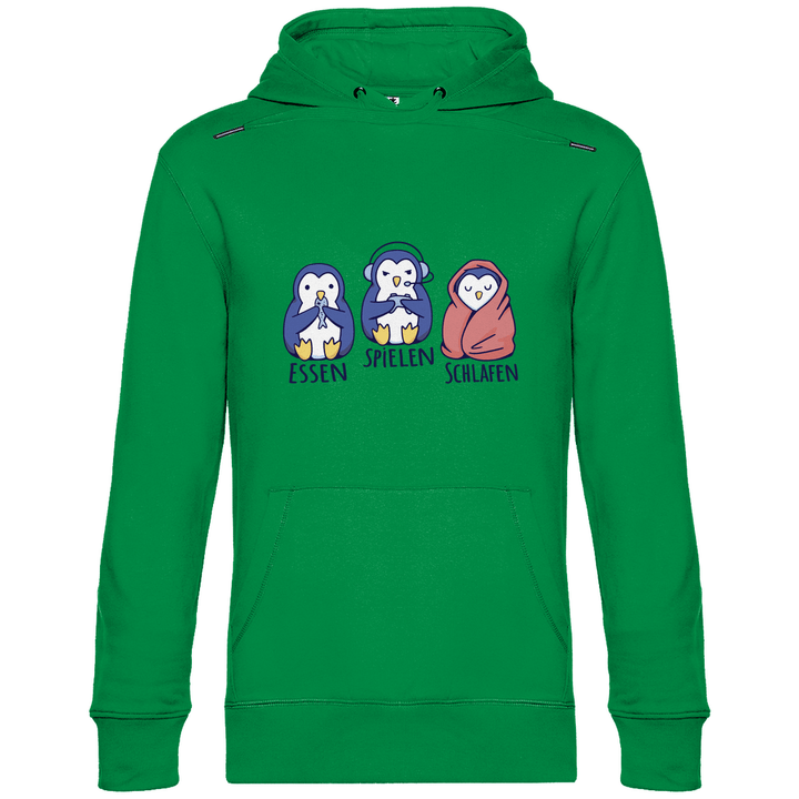 Essen, Spielen, Schlafen Pinguin - Herren Hoodie - Textilzauber