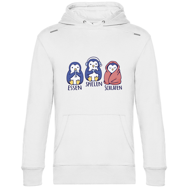 Essen, Spielen, Schlafen Pinguin - Herren Hoodie - Textilzauber