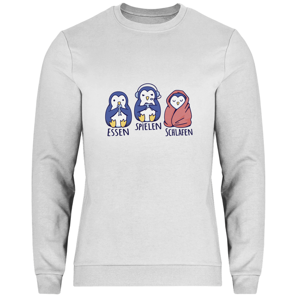 Essen, Spielen, Schlafen Pinguin - Herren Sweatshirt - Textilzauber