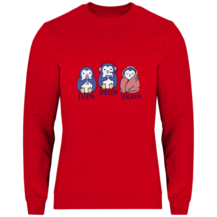Essen, Spielen, Schlafen Pinguin - Herren Sweatshirt - Textilzauber