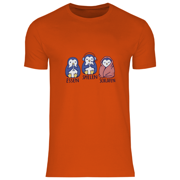 Essen, Spielen, Schlafen Pinguin - Herren T - Shirt - Textilzauber