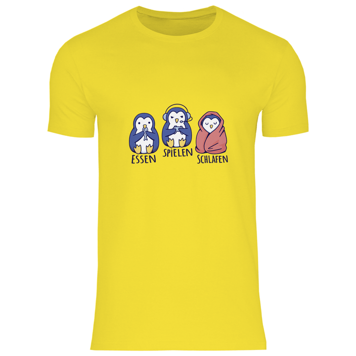Essen, Spielen, Schlafen Pinguin - Herren T - Shirt - Textilzauber