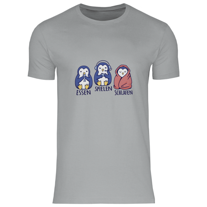 Essen, Spielen, Schlafen Pinguin - Herren T - Shirt - Textilzauber