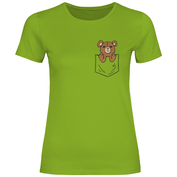 Teddybär in Brusttasche "Finger" - Damen T-Shirt