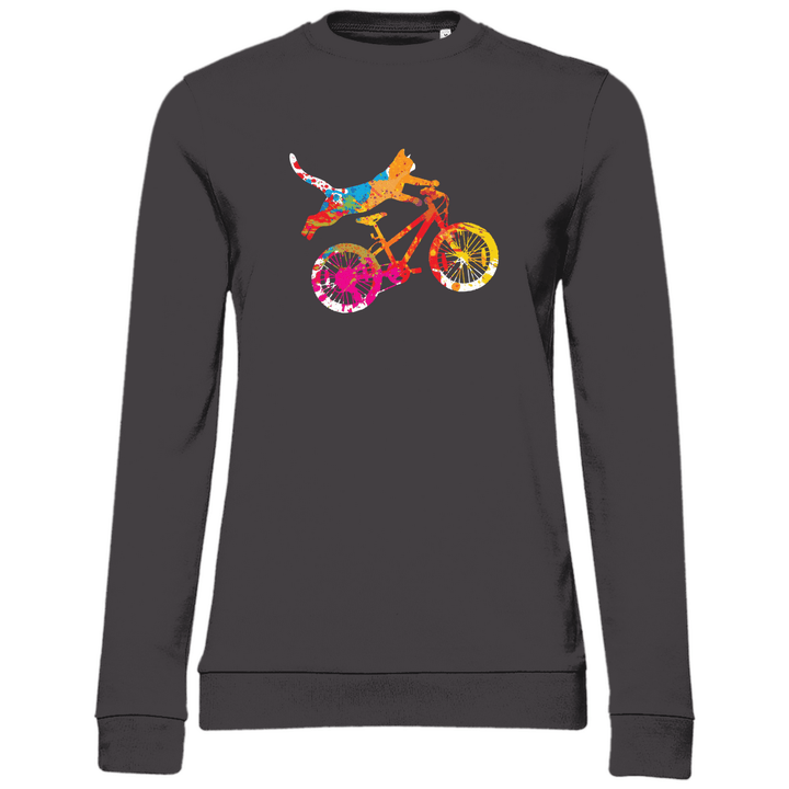 Fahrradkatze - Damen Sweatshirt - Textilzauber